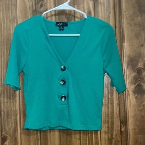 Brand new ladies teal/green button shirt very cute